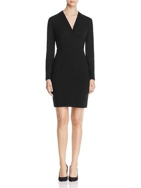 Elie Tahari Black Pleated V Neck Mini Dress Size 0